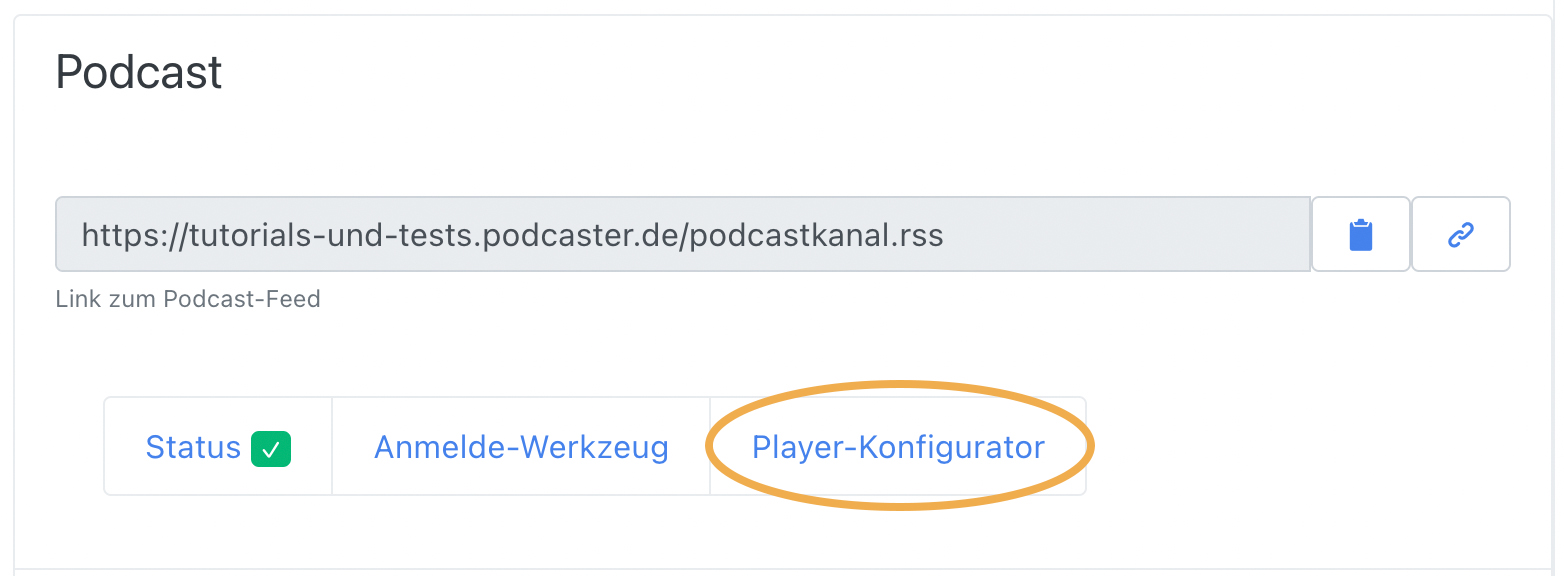 Der Player-Konfigurator in der Podcast-Übersicht